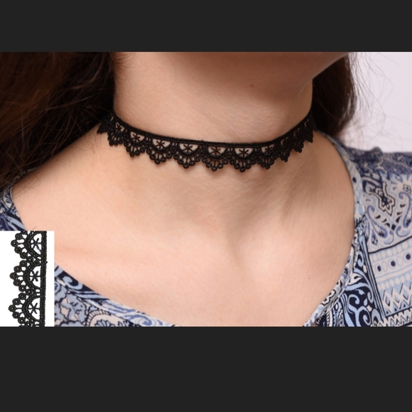 Black Lace Choker Necklace - Picture 2 of 4